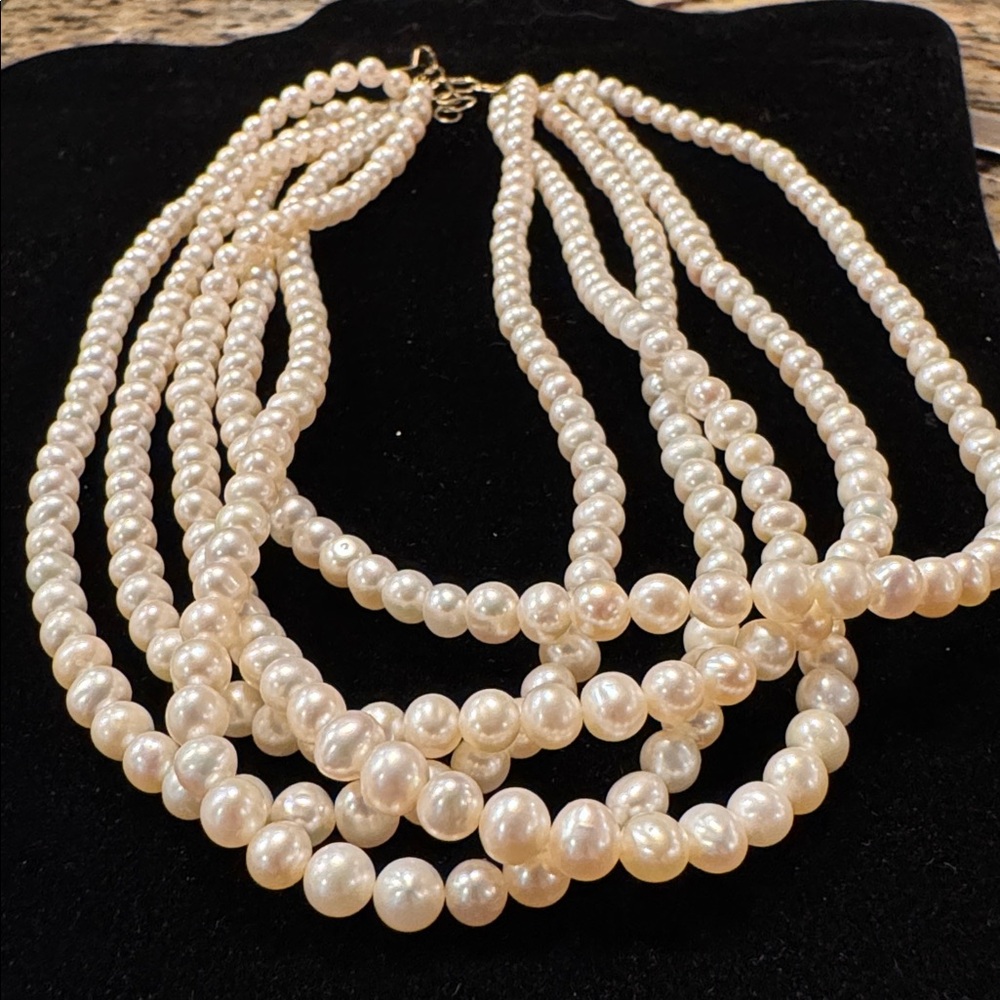 Vintage 14k clasp multi strand pearl necklace - Picture 4 of 6